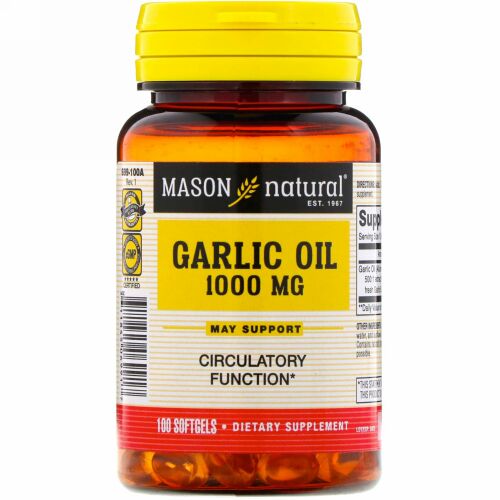 Mason Natural, ガーリックオイル、1000 mg、100ソフトジェル