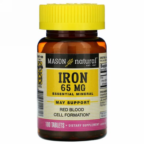 Mason Natural, Iron, 65 mg, 100 Tablets