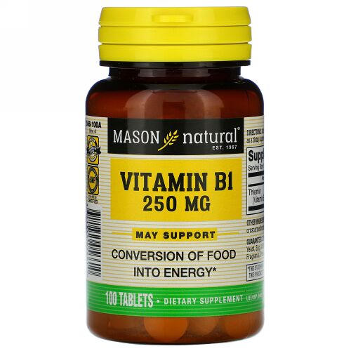 Mason Natural, ビタミンB-1、250mg、100錠