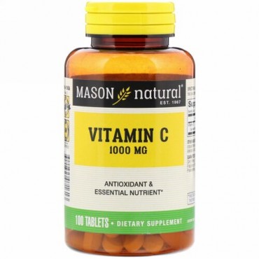 Mason Natural, ビタミンC、1,000mg、100粒