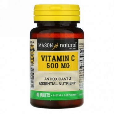 Mason Natural, ビタミンC、500mg、100粒