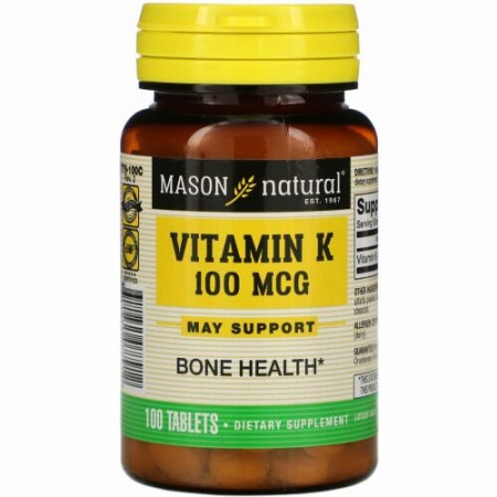 Mason Natural, ビタミンK、100mcg、100錠
