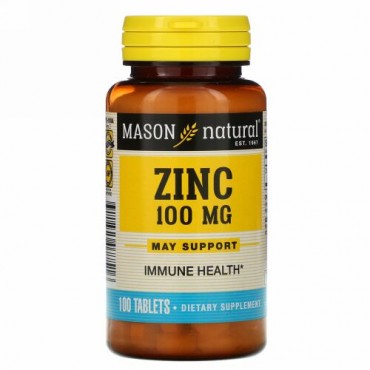 Mason Natural, 亜鉛、100mg、100錠
