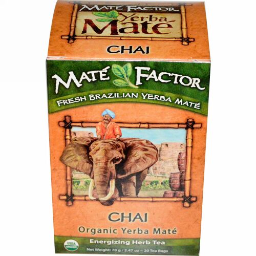 Mate Factor, オーガニック イェルバ・メイト, チャイ, 20 ティーバッグ, 2.47 オンス (70 g) (Discontinued Item)
