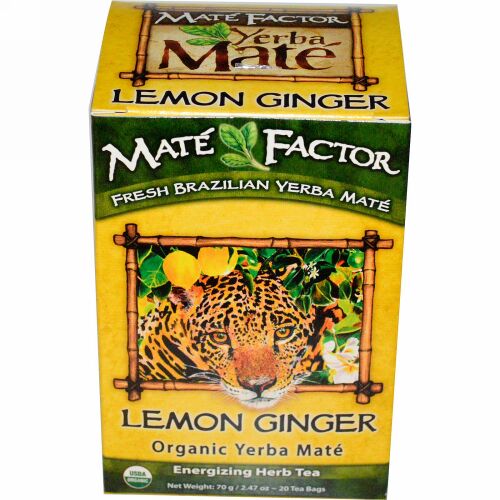 Mate Factor, オーガニック イェルバ・メイト, レモン ジンジャー, 20 ティーバッグ, 2.47 オンス (70 g) (Discontinued Item)