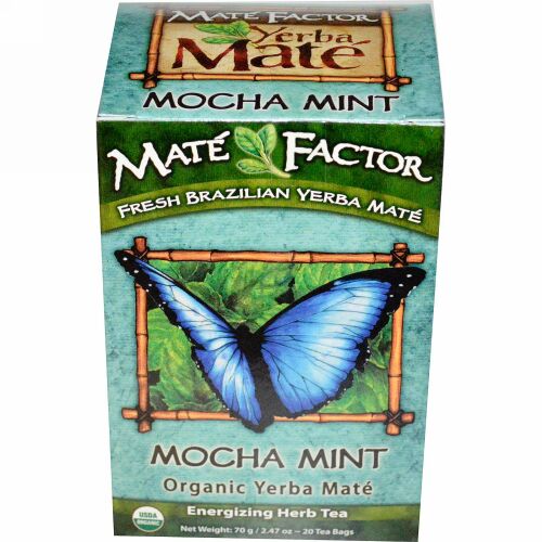 Mate Factor, オーガニック イェルバ・メイト, モカ・ミント, 20 ティーバッグ, 2.47 オンス (70 g) (Discontinued Item)