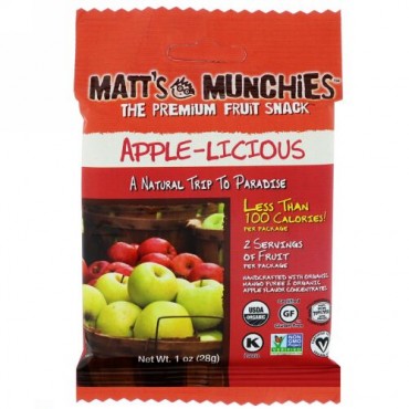 Matt's Munchies, アップル-リシアス、12パック、各1オンス (28 g) (Discontinued Item)
