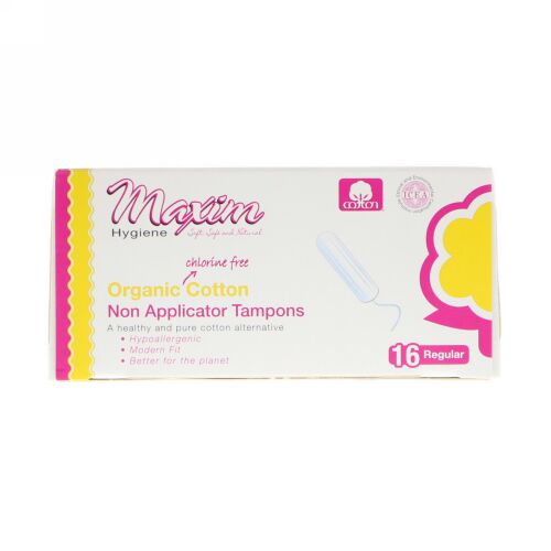 Maxim Hygiene Products, オーガニックコットン、ノンアプリケータータンポン、レギュラー、タンポン16個 (Discontinued Item)
