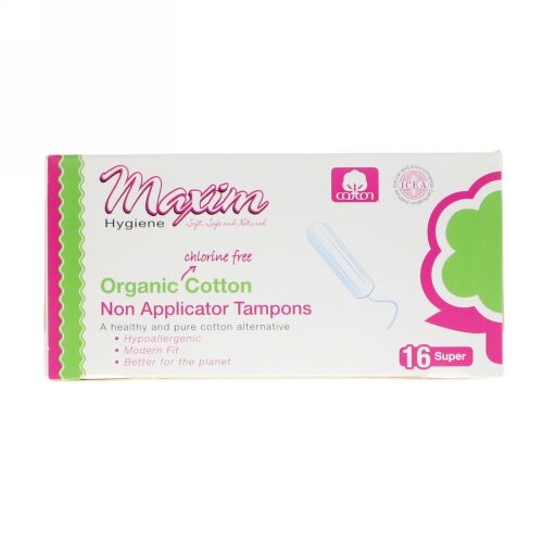 Maxim Hygiene Products, オーガニックコットン、ノンアプリケータータンポン、スーパー、タンポン16個 (Discontinued Item)