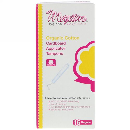 Maxim Hygiene Products, Organic Cotton Cardboard Applicator Tampons, Regular, 16 Tampons (Discontinued Item)