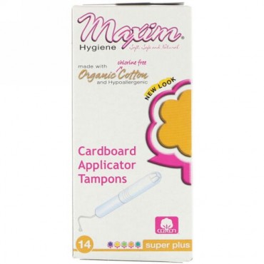 Maxim Hygiene Products, オーガニックコットン紙製アプリケータータンポン、 スーパープラス、 14タンポン (Discontinued Item)