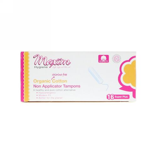 Maxim Hygiene Products, マキシムオーガニック・コットン・ノンアプリケータータンポン、スーパープラス、タンポン16個 (Discontinued Item)