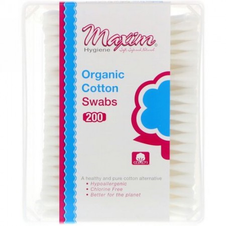 Maxim Hygiene Products, マキシムハイジーンプロダクツ, オーガニック･コットン綿棒、200本
