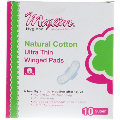 Maxim Hygiene Products, 超薄ウイング付きパッド、スーパー、10枚