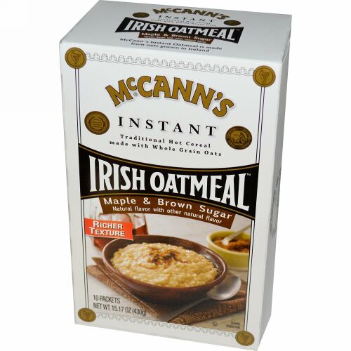 McCann's Irish Oatmeal, インスタントオートミール、 メープルとブラウンシュガー、 10包、 各43 g (Discontinued Item)