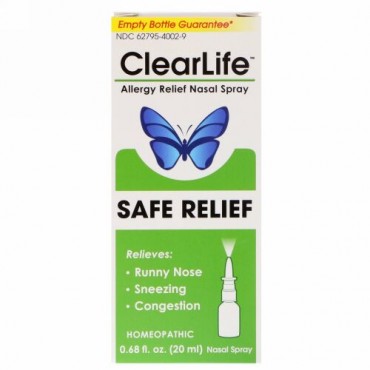MediNatura, ClearLife、セーフリリーフ、アレルギー緩和鼻スプレー、0.68液量オンス (20 ml)