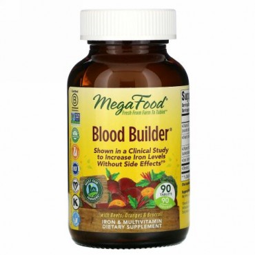 MegaFood, ブラッドビルダー、鉄分＆マルチビタミンサプリメント、90錠