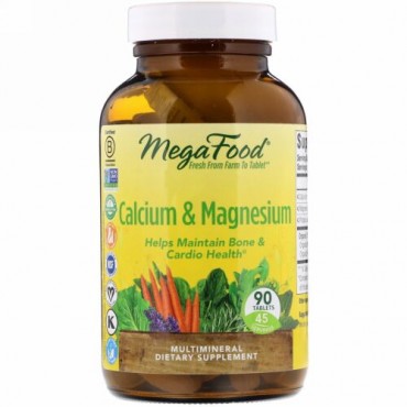 MegaFood, カルシウム＆マグネシウム、90粒