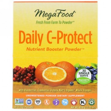 MegaFood, Daily C-Protect Nutrient Booster Powder, 30 Packets, (2.13 g) Each (Discontinued Item)