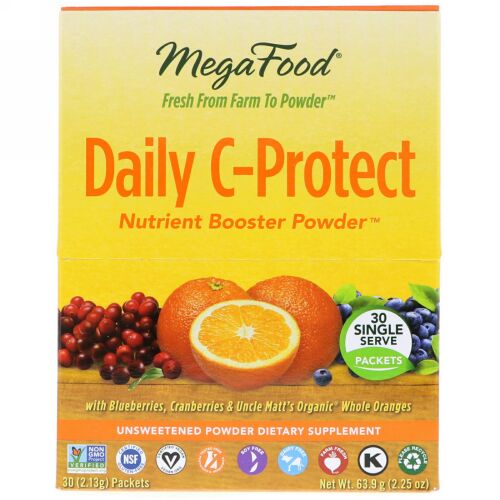 MegaFood, Daily C-Protect Nutrient Booster Powder, 30 Packets, (2.13 g) Each (Discontinued Item)