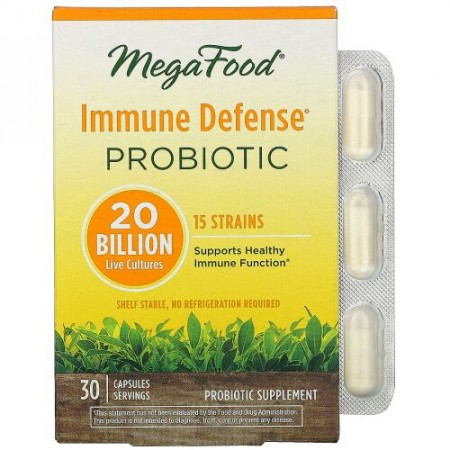 MegaFood, 病気に負けない体づくりをサポートするプロバイオティクス、200億の活性培養菌、カプセル30粒