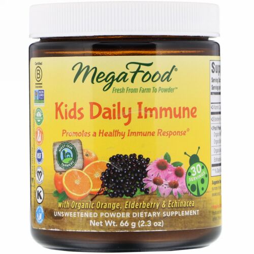 MegaFood, キッズ・デイリーイミューン、無糖、 2.3 oz (66 g)