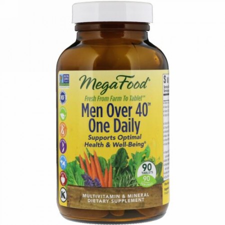 MegaFood, 40歳からの男性用ワンデイリー、90粒