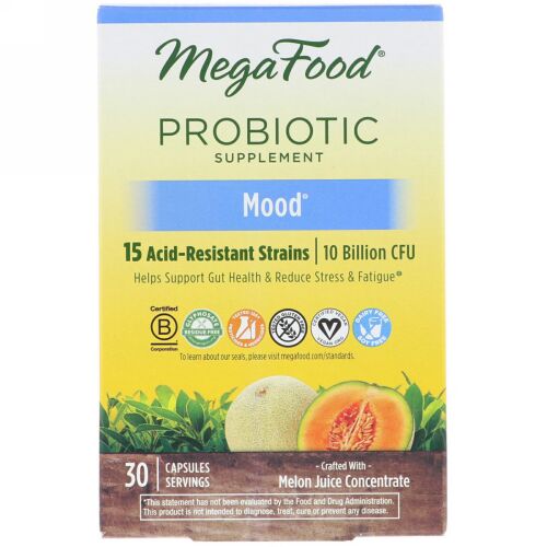 MegaFood, プロバイオティクスサプリメント、ムード、30カプセル (Discontinued Item)