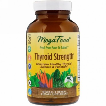 MegaFood, Thyroid Strength、タブレット 90 錠