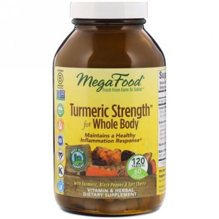 MegaFood, Turmeric Strength 、全身用、タブレット 120 錠