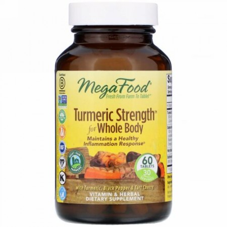 MegaFood, Turmeric Strength、全身用、タブレット60 錠