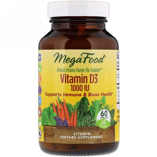 MegaFood, Vitamin D3, 1,000 IU, 60 Tablets (Discontinued Item)