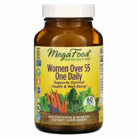 MegaFood, 55歳からの女性用ワンデイリー、60粒