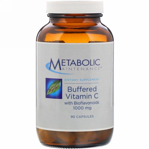 Metabolic Maintenance, バイオフラボノイド配合緩衝化ビタミンC、1,000mg、カプセル90粒