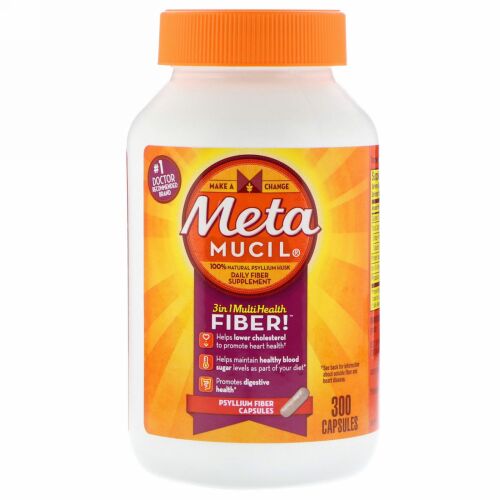 Metamucil, 3イン1マルチヘルスファイバー、オオバコの繊維、カプセル300粒 (Discontinued Item)