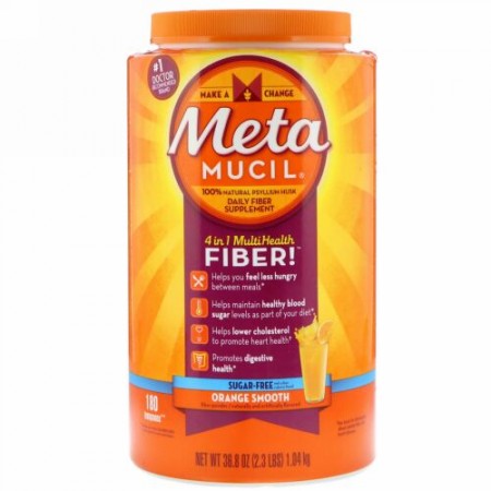 Metamucil, 4 in 1 MultiHealth Fiber Powder, Sugar Free, Orange Smooth, 36.8 oz (1.04 kg) (Discontinued Item)