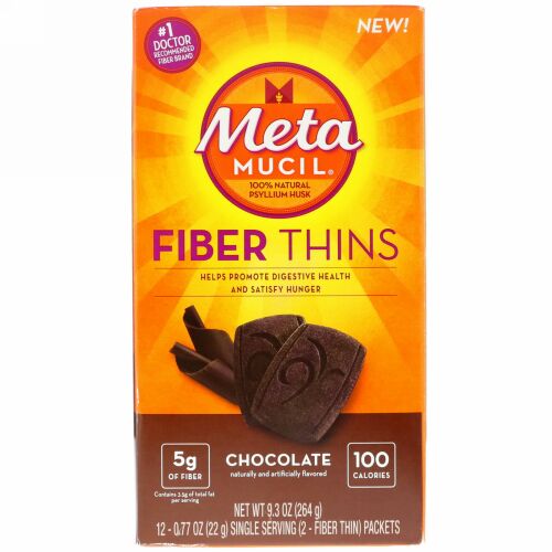 Metamucil, ファイバーシンズ、チョコレート、12枚入りパケット 、各0.77 oz (22 g)  (Discontinued Item)