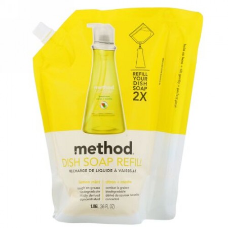 Method, 食器用洗剤詰め替え用、レモンミント、1.06L（36液量オンス） (Discontinued Item)