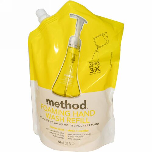 Method, 泡のハンドウォシュ詰め替え, レモンミント, 28 fl oz (828 ml) (Discontinued Item)
