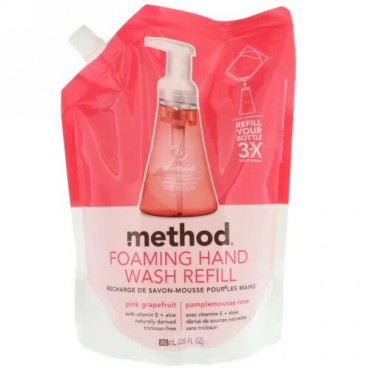 Method, フォーミングハンドウォッシュリフィル、ピンクグレープフルーツ、28液量オンス (828 ml) (Discontinued Item)