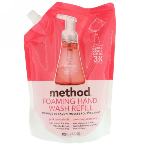 Method, フォーミングハンドウォッシュリフィル、ピンクグレープフルーツ、28液量オンス (828 ml) (Discontinued Item)