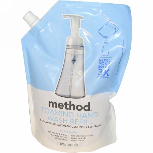Method, 泡立つハンドウォッシュ、詰め替え用、スウィートウォーター、28 fl oz (828 ml) (Discontinued Item)
