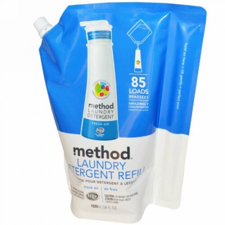Method, 洗濯洗剤詰め替え, 85ロード, 新鮮な空気, 34液量オンス (1,020 ml) (Discontinued Item)