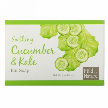 Mild By Nature, スージングバーソープ、キュウリ & ケール、5オンス (141 g) (Discontinued Item)