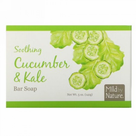 Mild By Nature, スージングバーソープ、キュウリ & ケール、5オンス (141 g) (Discontinued Item)