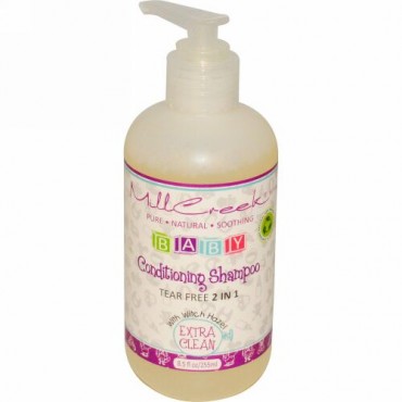 Mill Creek Botanicals, 赤ちゃん用コンディショニングシャンプー, エキストラ・クリーン, 8.5 オンス (255 ml)