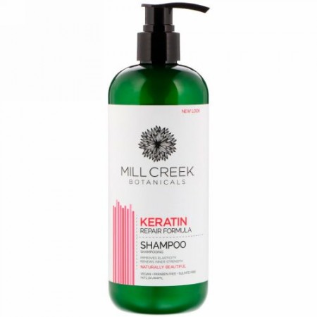 Mill Creek Botanicals, ケラチンシャンプー（Keratin Shampoo）, 修復フォーミュラ, 14液量オンス（414 ml）