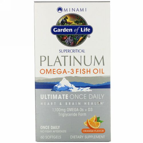Minami Nutrition, プラチナ、オメガ3フィッシュオイル、オレンジ味、ソフトゲル60粒