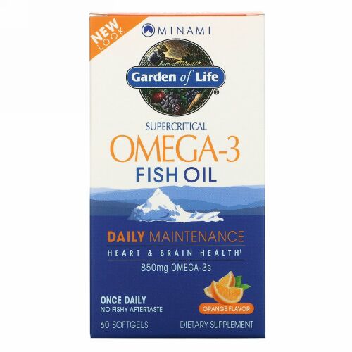 Minami Nutrition, Garden of Life、オメガ-3フィッシュオイル、オレンジの香り、60粒
