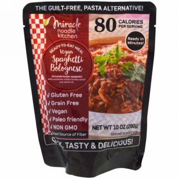 Miracle Noodle, 即席ミール、ビーガンスパゲッティボローニャ、10 oz (280 g) (Discontinued Item)